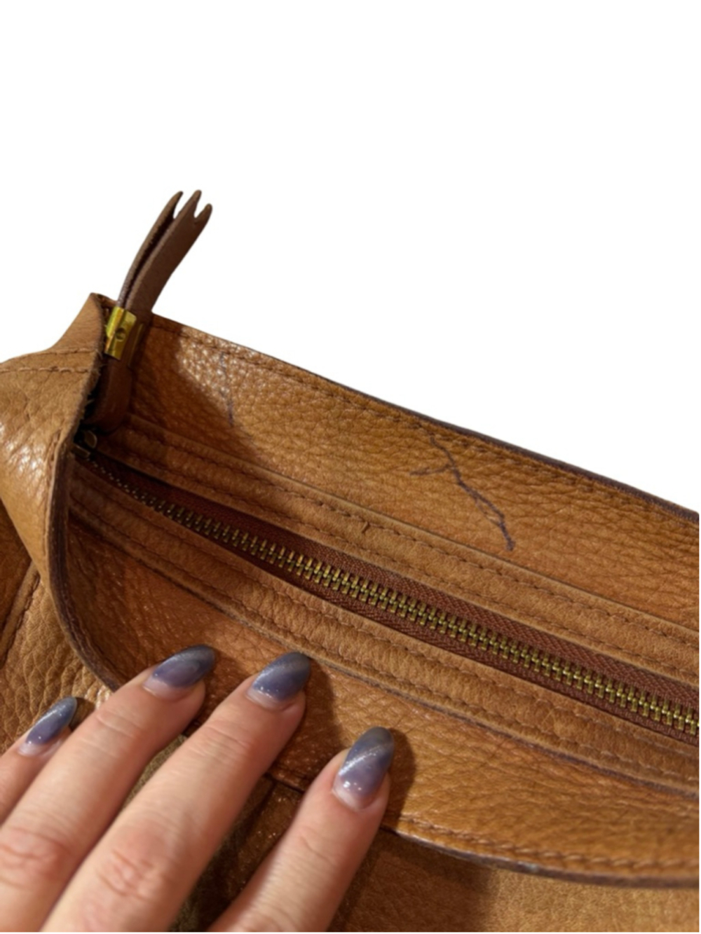 Madewell Tan Brown Leather Crossbody Bag Zip Top Messenger Shoulder Purse - Picture 5 of 10